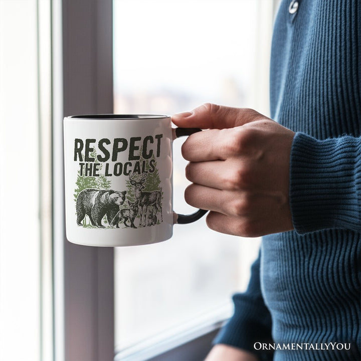 Respect the Locals Wild Animal Personalized Mug, Vintage Camping Nature Gift with Custom Name Personalized Ceramic Mug OrnamentallyYou 