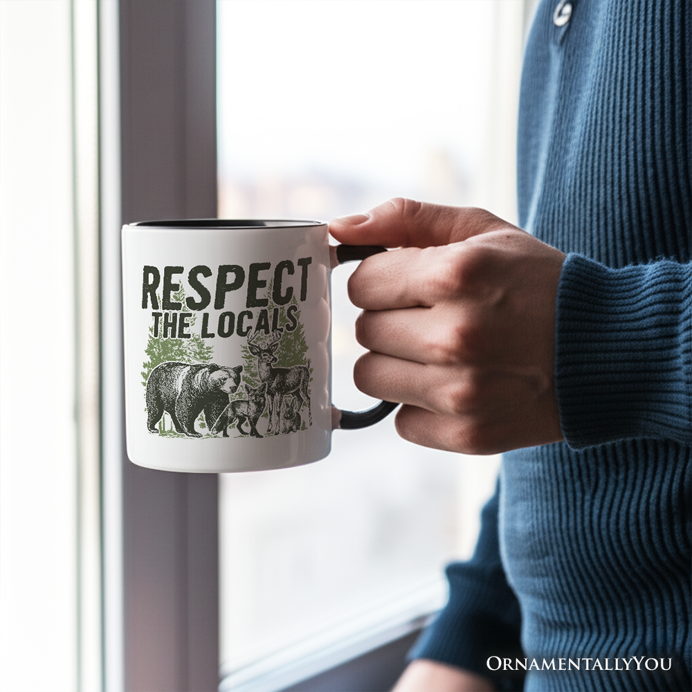 Respect the Locals Wild Animal Personalized Mug, Vintage Camping Nature Gift with Custom Name