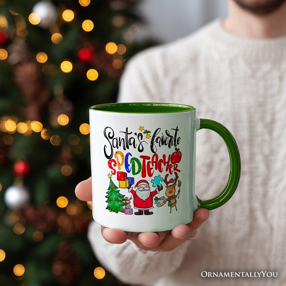 Santa’s Favorite Special Education Teacher Personalized Mug, Children with Autism Christmas Gift with Custom Name Personalized Ceramic Mug OrnamentallyYou 