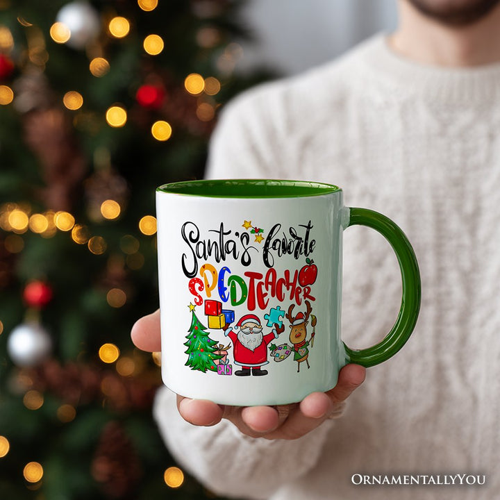 Santa’s Favorite Special Education Teacher Personalized Mug, Children with Autism Christmas Gift with Custom Name Personalized Ceramic Mug OrnamentallyYou 