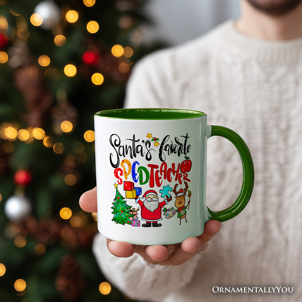 Santa’s Favorite Special Education Teacher Personalized Mug, Children with Autism Christmas Gift with Custom Name