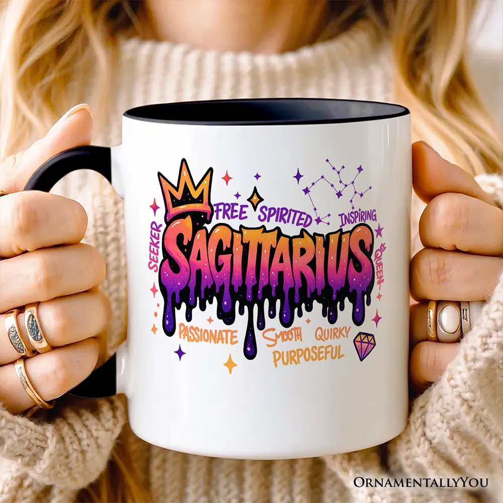 Sagittarius Graffiti Zodiac Personalized Mug, Street Style Astrology Horoscope Gift with Custom Name Personalized Ceramic Mug OrnamentallyYou 
