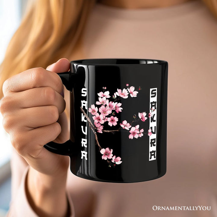 Sakura Cherry Blossom Personalized Mug, Vintage Japanese Spring Floral Gift with Custom Name Personalized Ceramic Mug OrnamentallyYou 