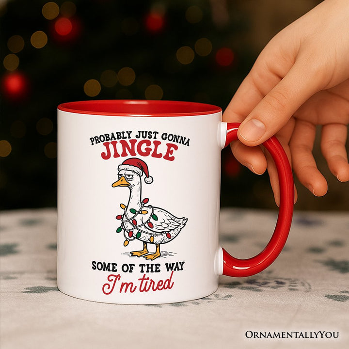 I’m Tired Sarcastic Christmas Goose Personalized Mug, Funny Holiday Humor Gift with Custom Name Personalized Ceramic Mug OrnamentallyYou 