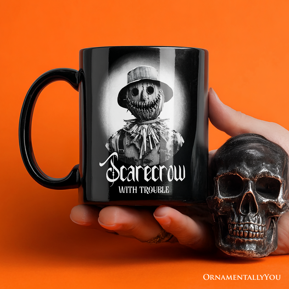 Scarecrow Spooky Portrait Personalized Mug Horror Villain Theme Halloween Gift with Custom Name