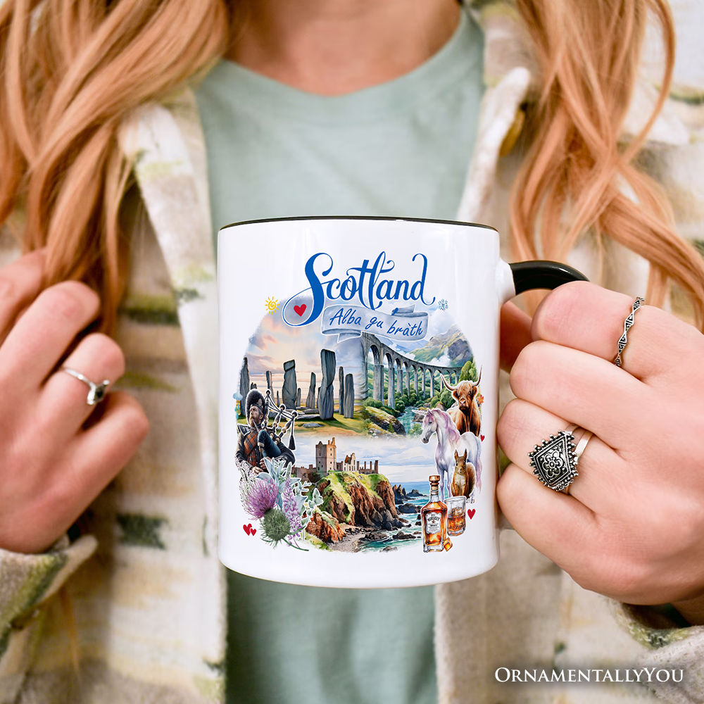 Enchanting Scotland Christmas Personalized Mug, Celtic Culture and Heritage Edinburgh Gift and Souvenir with Custom Name