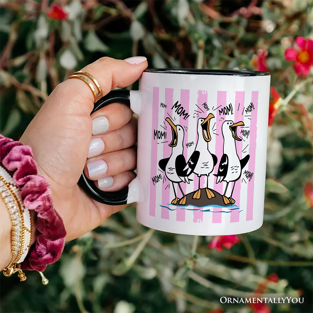 Seagull Mom Coquette Mug, Funny Beach Gift for Mothers