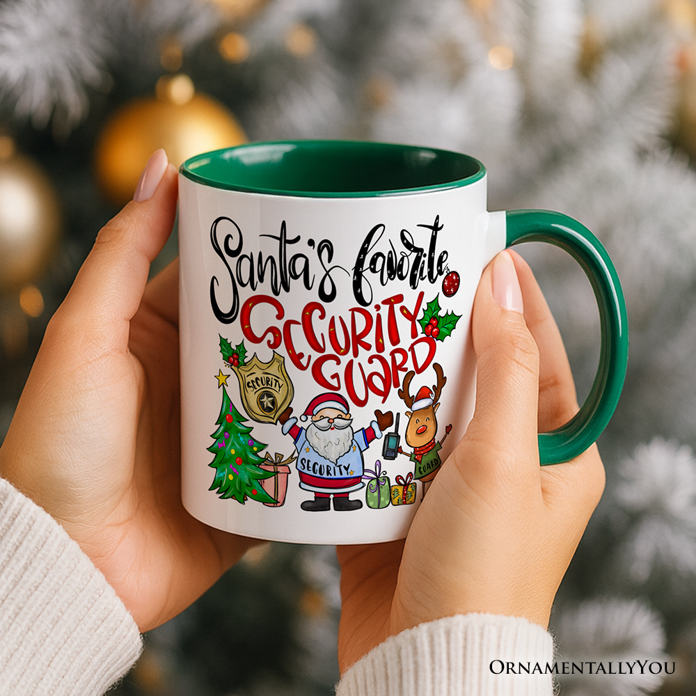 Santa's Favorite Security Guard Personalized Mug, Appreciation Christmas Gift with Custom Name