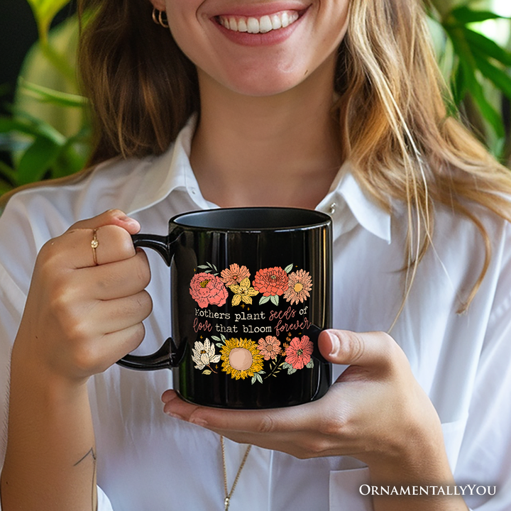 Seeds of Love Mama Floral Personalized Mug, Retro Gift for Sentimental Mothers with Custom Name