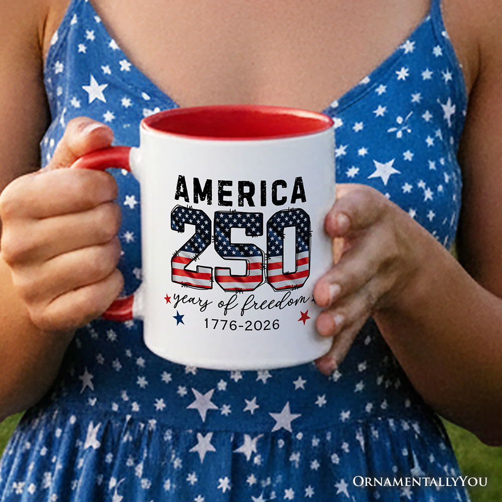 America 250 Years of Freedom Mug, Patriotic USA Anniversary 1776 Gift
