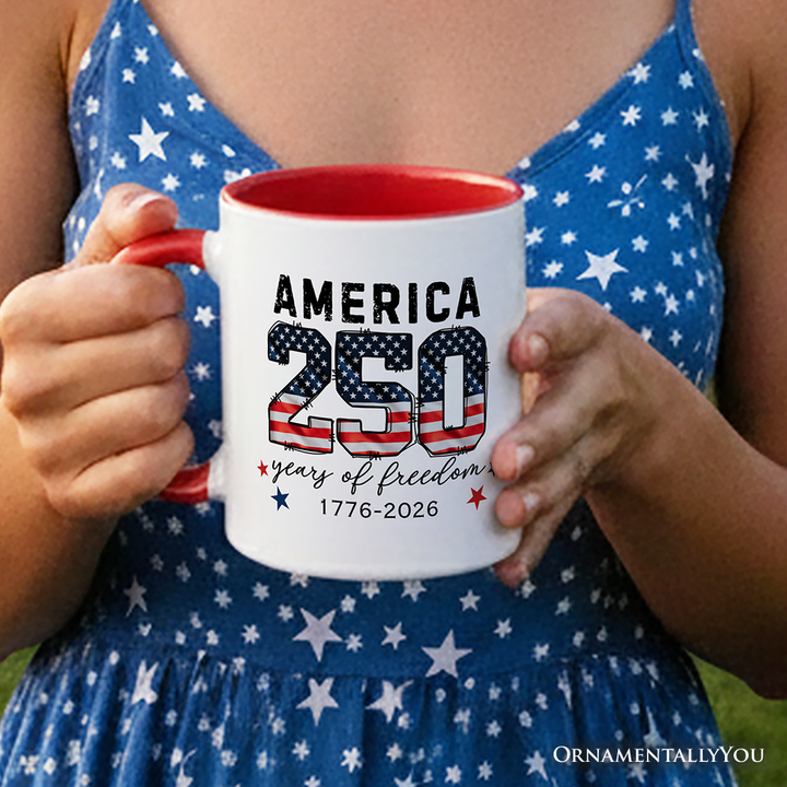 America 250 Years of Freedom Mug, Patriotic USA Anniversary 1776 Gift