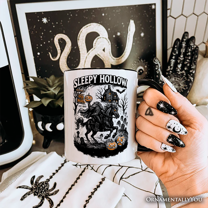 Sleepy Hollow Headless Horseman Personalized Mug, Gothic Haunted Halloween Gift with Custom Name