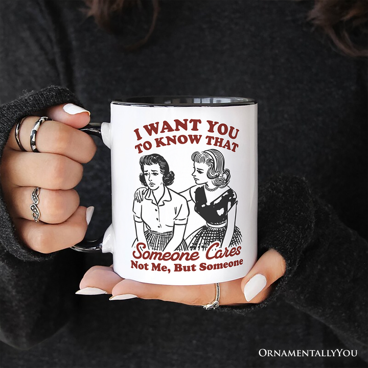 Someone Cares Retro Sarcastic Personalized Mug, Funny Vintage Quote Gift with Custom Name