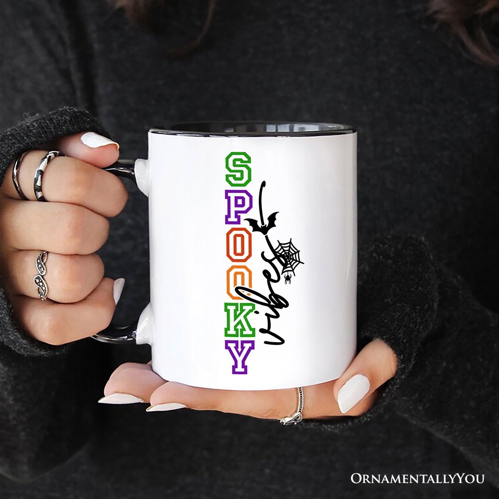 Spooky Vibes Sports Lettering Personalized Mug, Colorful Halloween Gift with Custom Name Personalized Ceramic Mug OrnamentallyYou 