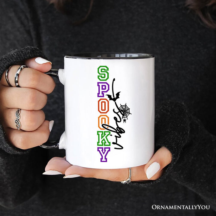 Spooky Vibes Sports Lettering Personalized Mug, Colorful Halloween Gift with Custom Name Personalized Ceramic Mug OrnamentallyYou 