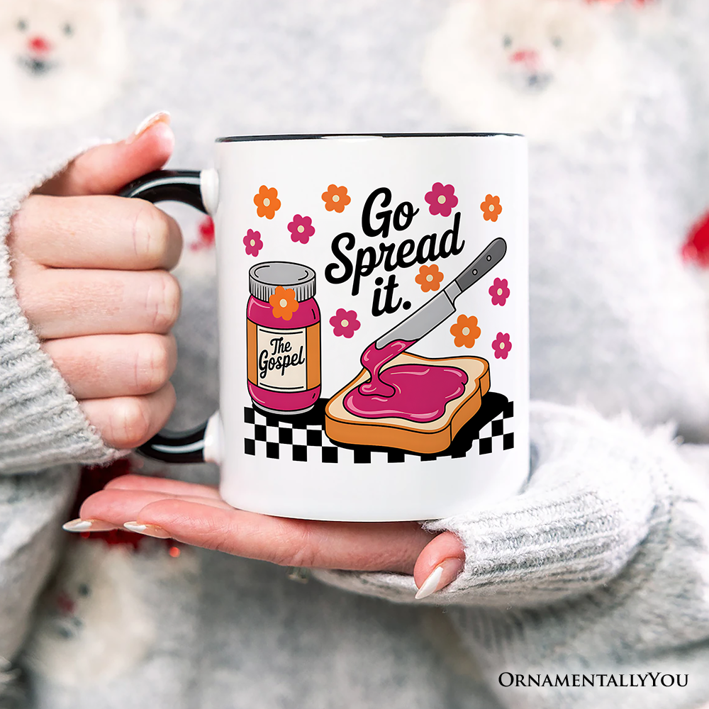 Go Spread It Christian Personalized Mug, Cute Gospel Jam and Toast Gift with Custom Name