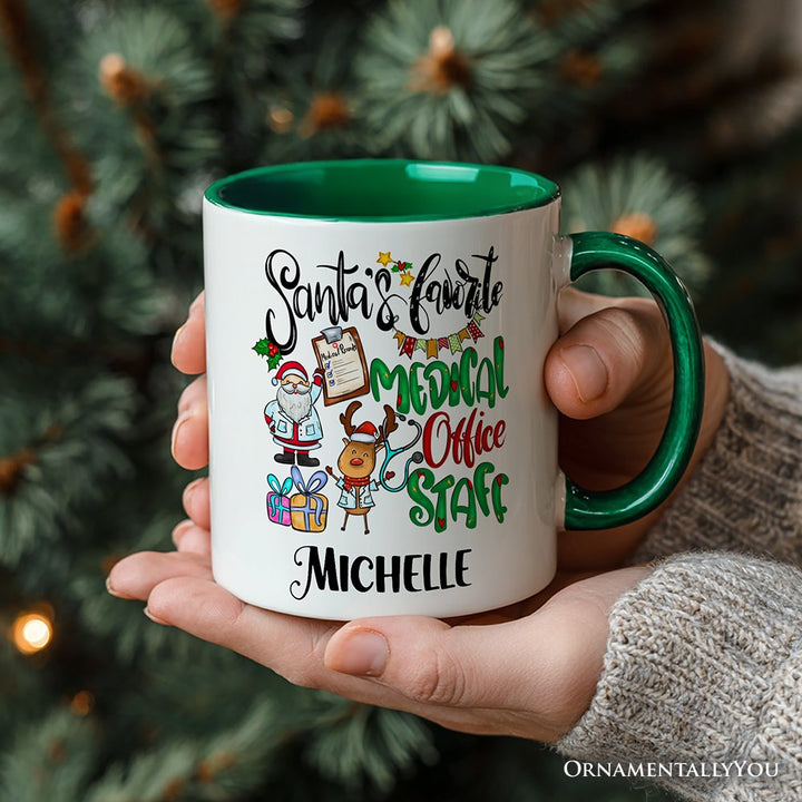 Santa's Favorite Medical Office Staff Personalized Mug, Christmas Appreciation Gift with Custom Name Personalized Ceramic Mug OrnamentallyYou 