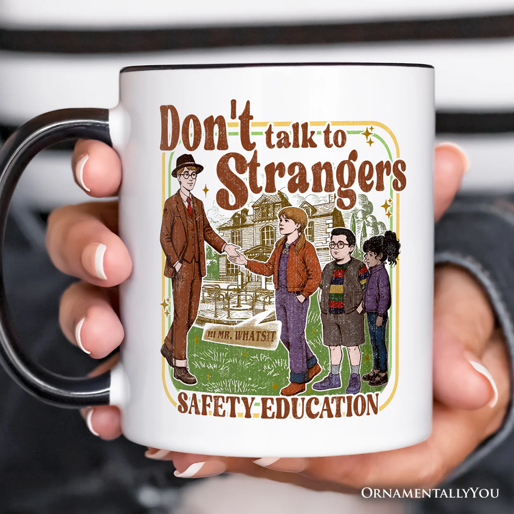 Don't Talk to Strangers Safety Education Personalized Mug, Retro Funny Gift with Custom Name