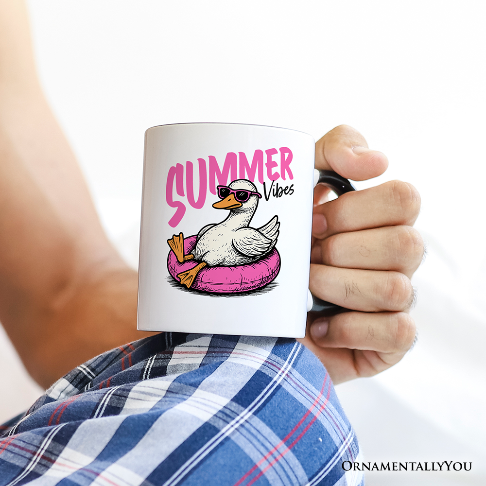 Summer Vibes Goose Personalized Mug, Funny Beach Vacation Gift with Custom Name