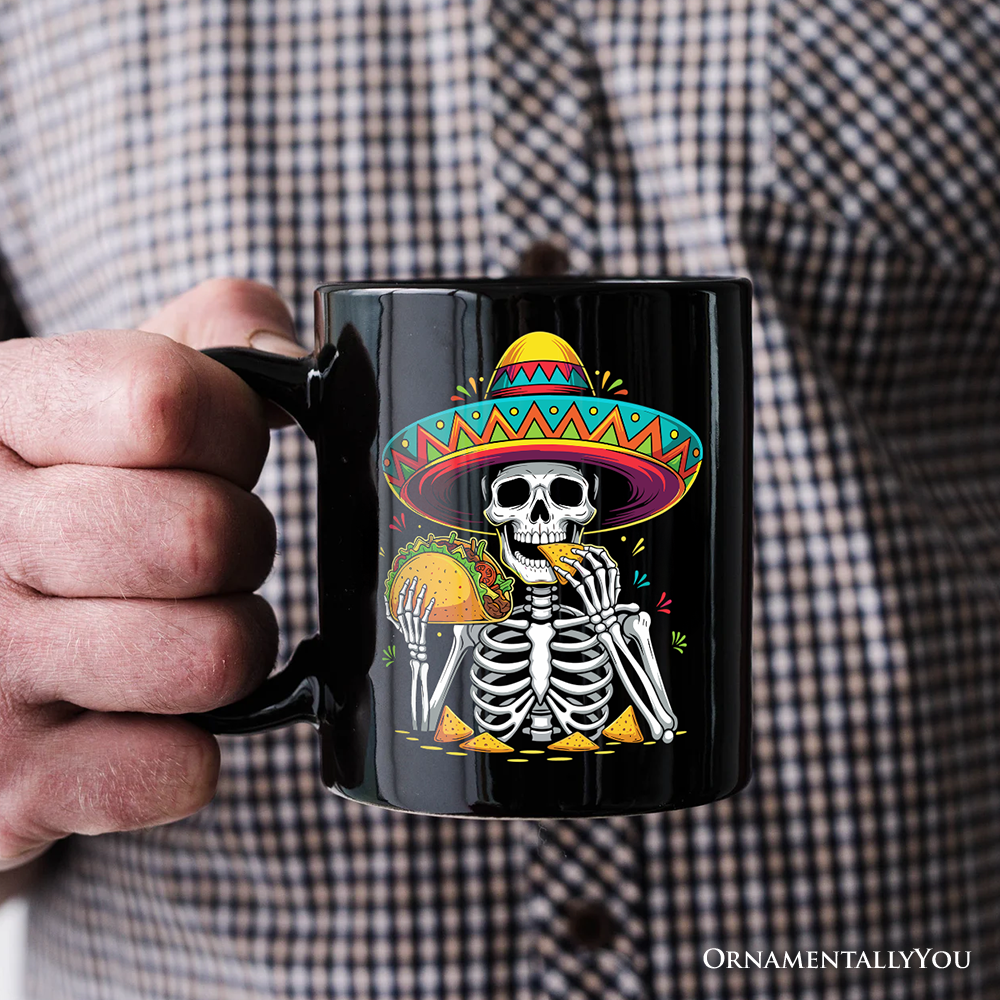 Taco Skeleton Cinco De Mayo Mug, Funny Mexican Skull Sombrero Souvenir Gift