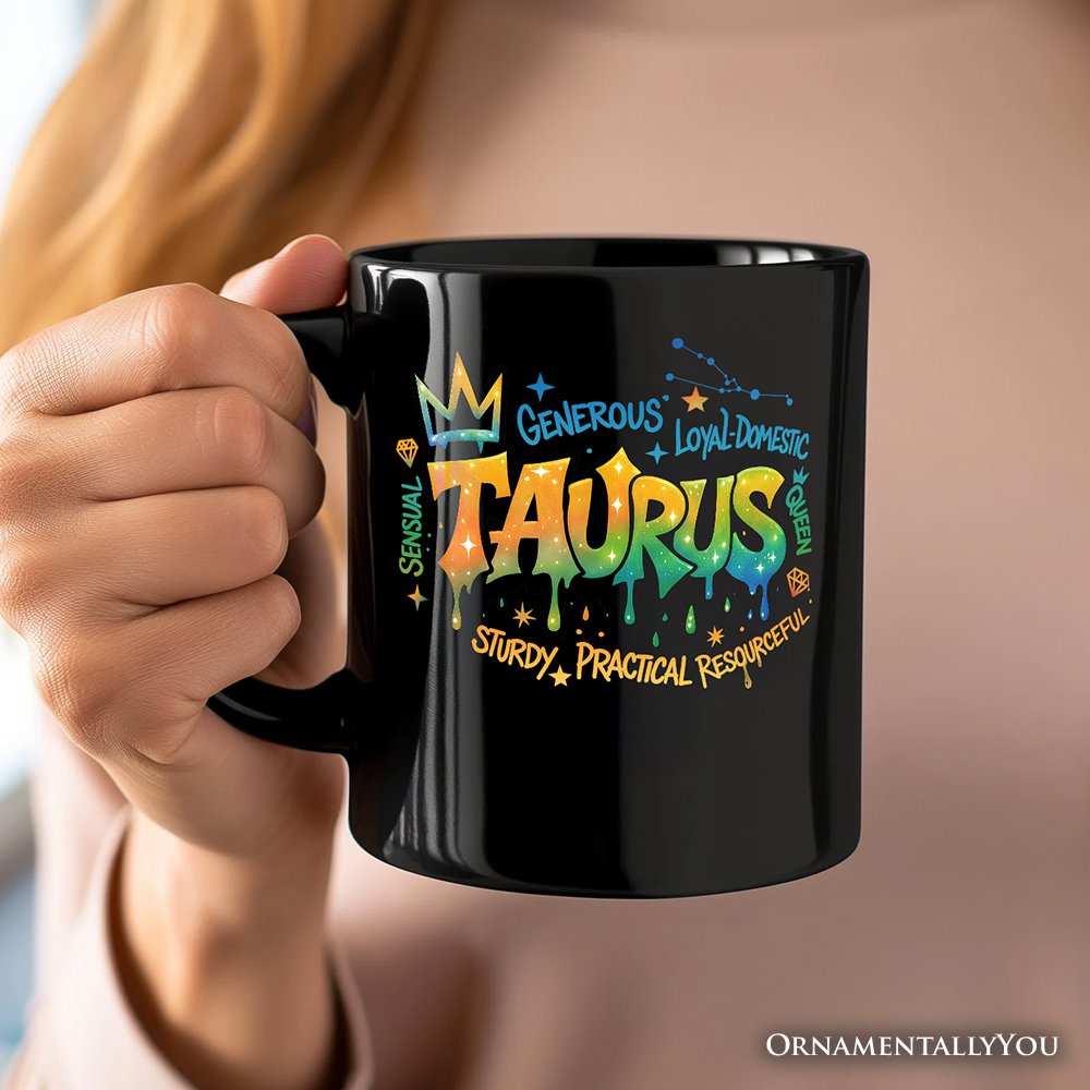 Taurus Graffiti Zodiac Personalized Mug, Street Style Astrology Horoscope Gift with Custom Name Personalized Ceramic Mug OrnamentallyYou 