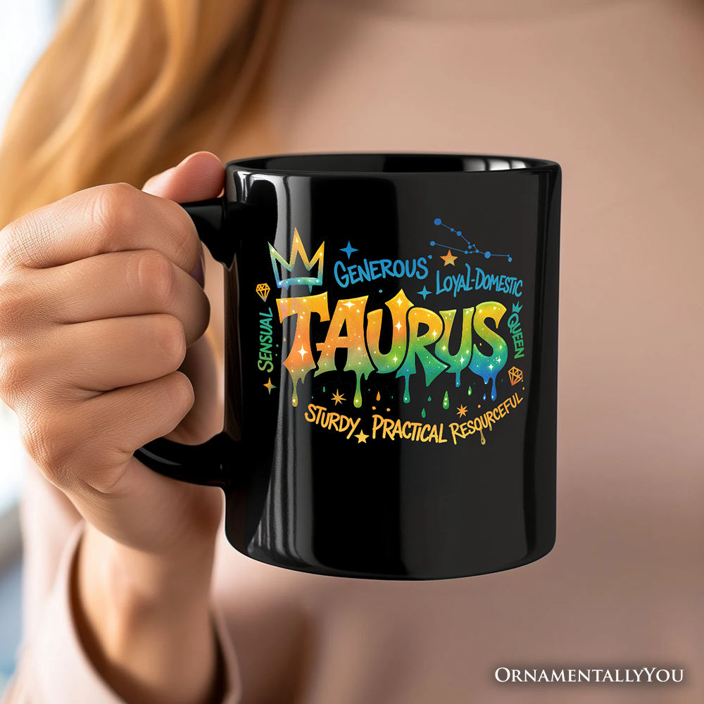 Taurus Graffiti Zodiac Personalized Mug, Street Style Astrology Horoscope Gift with Custom Name