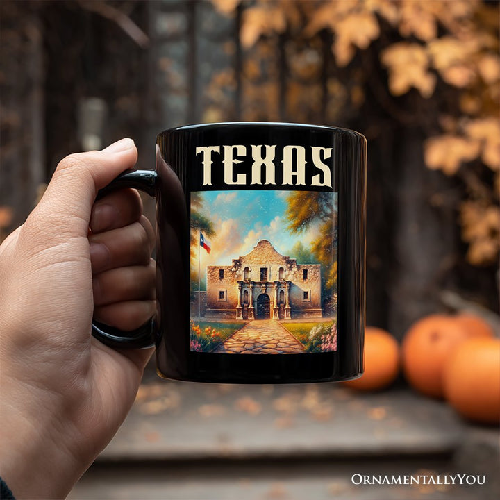 Rustic Texas State Alamo Personalized Mug, American Western Charm Gift and San Antonio Historical Souvenir with Custom Name Personalized Ceramic Mug OrnamentallyYou 