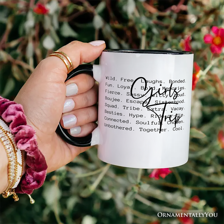 Girls Trip Words Personalized Mug, Besties Vacation Memories Gift with Custom Name