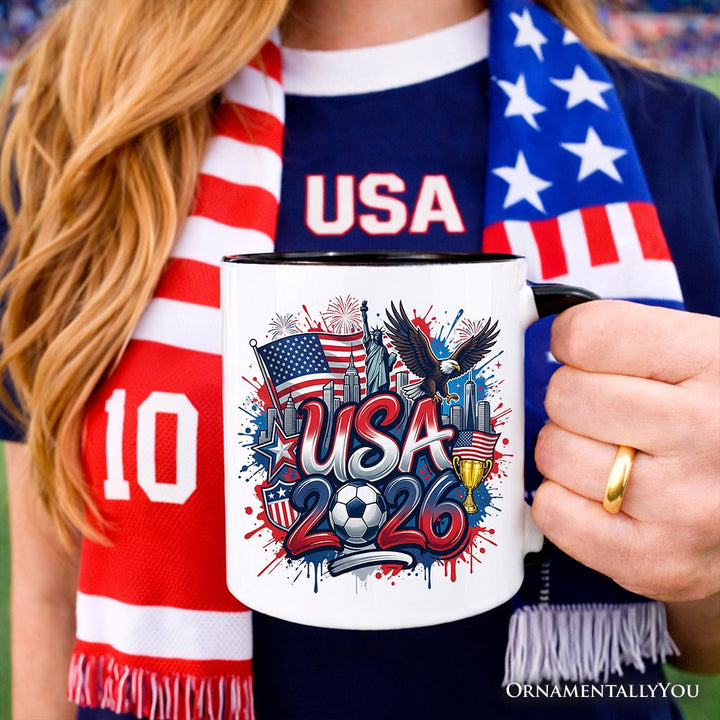 USA 2026 Soccer Cup Global Championship Mug, Football Fans Gift Personalized Ceramic Mug OrnamentallyYou 