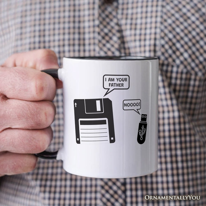 I Am Your Father Floppy Disk Mug, Funny USB Retro Dad Computer Nerd Gift Personalized Ceramic Mug OrnamentallyYou 