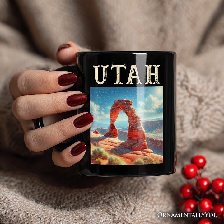 Iconic Delicate Arch Utah State Personalized Mug, Arches National Park Landscape Gift and Western Nature Souvenir with Custom Name Personalized Ceramic Mug OrnamentallyYou 