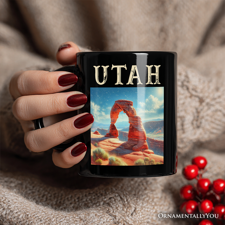 Iconic Delicate Arch Utah State Personalized Mug, Arches National Park Landscape Gift and Western Nature Souvenir with Custom Name