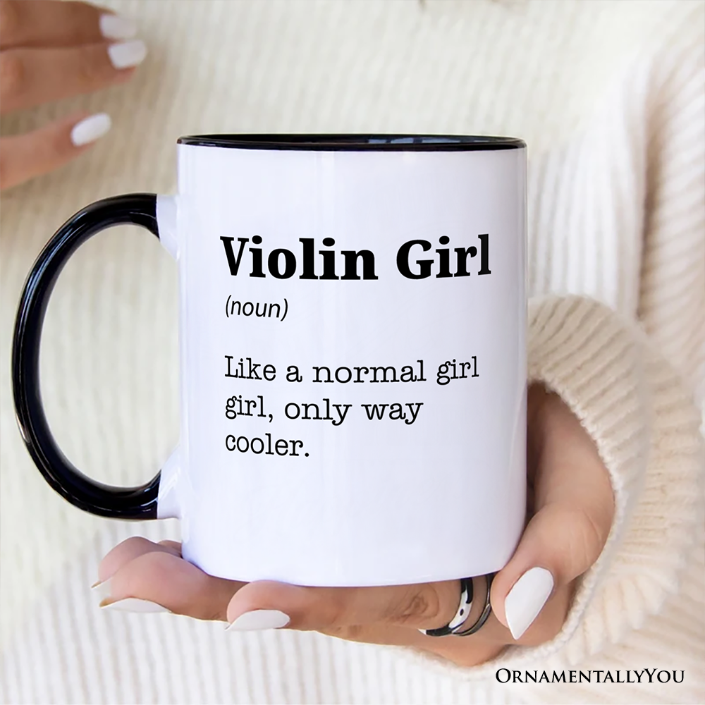 Violin Girl Definition Personalized Mug, Fun Musician Gift for Cool Violinists with Custom Name