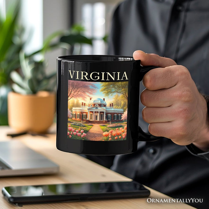 Classic Virginia State Jefferson’s Monticello Personalized Mug, Southern Charm Gift and American History Keepsake with Custom Name Personalized Ceramic Mug OrnamentallyYou 