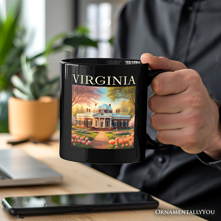 Classic Virginia State Jefferson’s Monticello Personalized Mug, Southern Charm Gift and American History Keepsake with Custom Name
