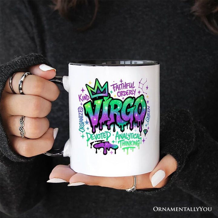 Virgo Graffiti Zodiac Personalized Mug, Street Style Astrology Horoscope Gift with Custom Name Personalized Ceramic Mug OrnamentallyYou 