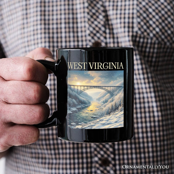 Scenic West Virginia State New River Gorge Bridge Personalized Mug, Landscape Appalachian Gift and Souvenir with Custom Name Personalized Ceramic Mug OrnamentallyYou 
