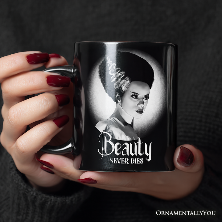 Frankenstein's Bride Spooky Portrait Personalized Mug Horror Villain Theme Halloween Gift with Custom Name
