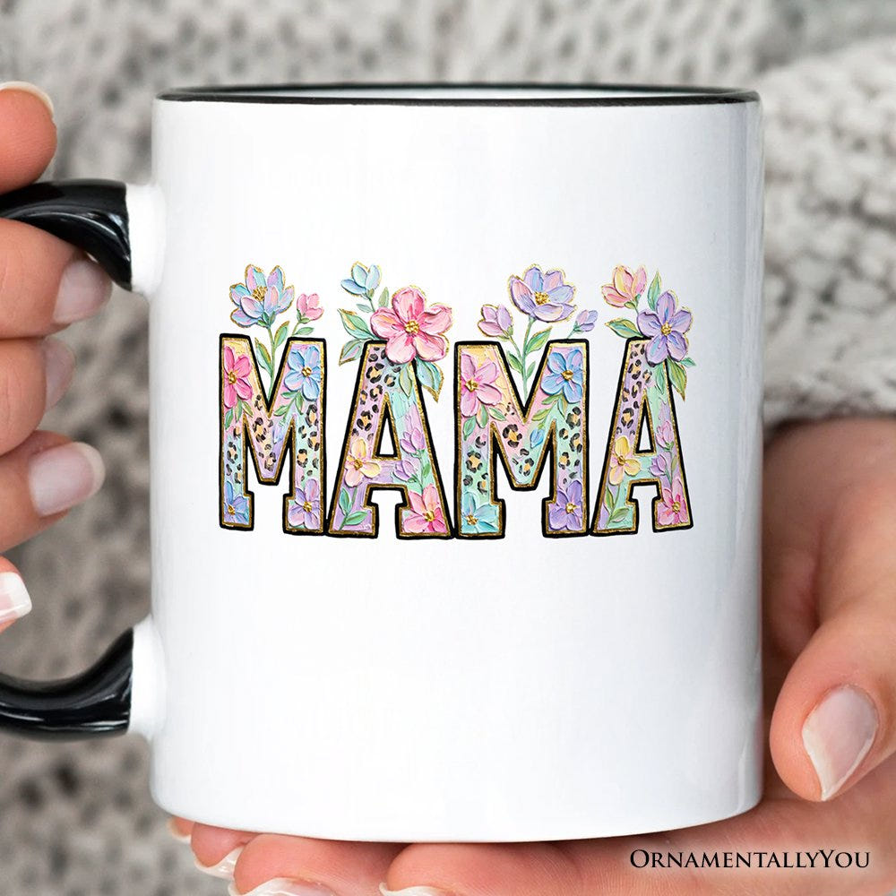 Wildflower Mama Floral Printed Faux Oil Paint Mug, Mother's Day Gift Personalized Ceramic Mug OrnamentallyYou 