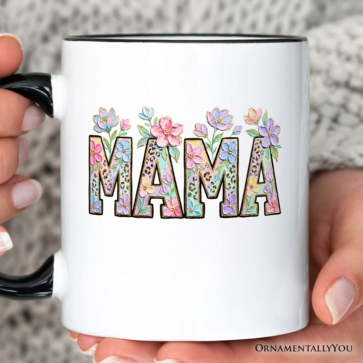 Wildflower Mama Floral Printed Faux Oil Paint Mug, Mother's Day Gift