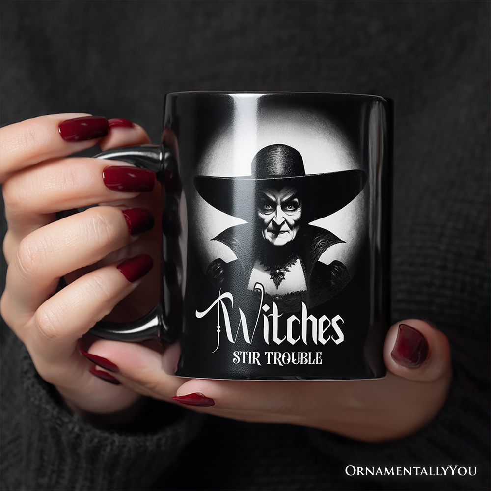 Witch Spooky Portrait Personalized Mug Horror Villain Theme Halloween Gift with Custom Name