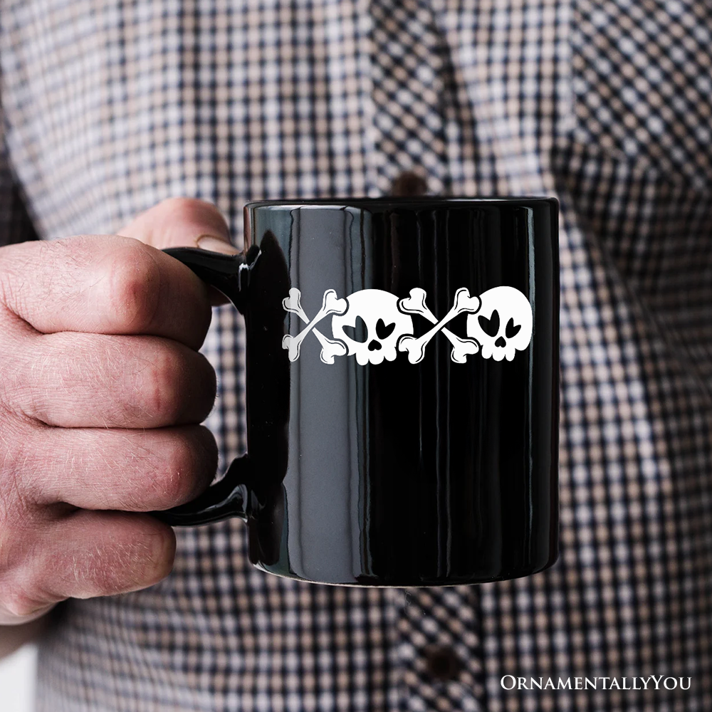 XOXO Skulls Anti-Valentine Personalized Mug, Sarcastic Skeletons Love Gift with Custom Name