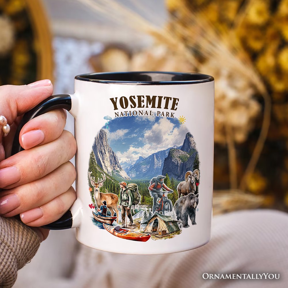 Artistic Yosemite National Park Personalized Mug, California Hikers Travel Gift and Souvenir with Custom Name Personalized Ceramic Mug OrnamentallyYou 