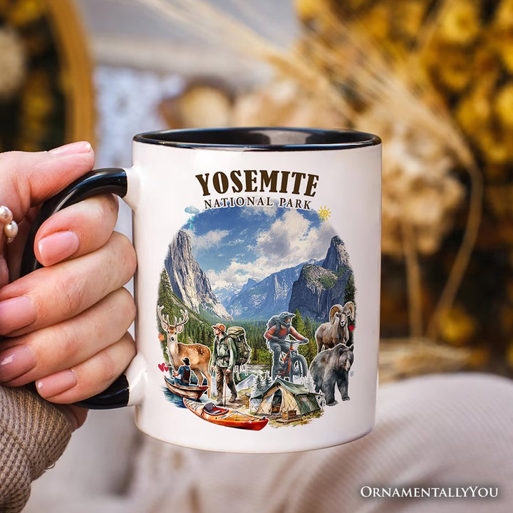 Artistic Yosemite National Park Personalized Mug, California Hikers Travel Gift and Souvenir with Custom Name Personalized Ceramic Mug OrnamentallyYou 