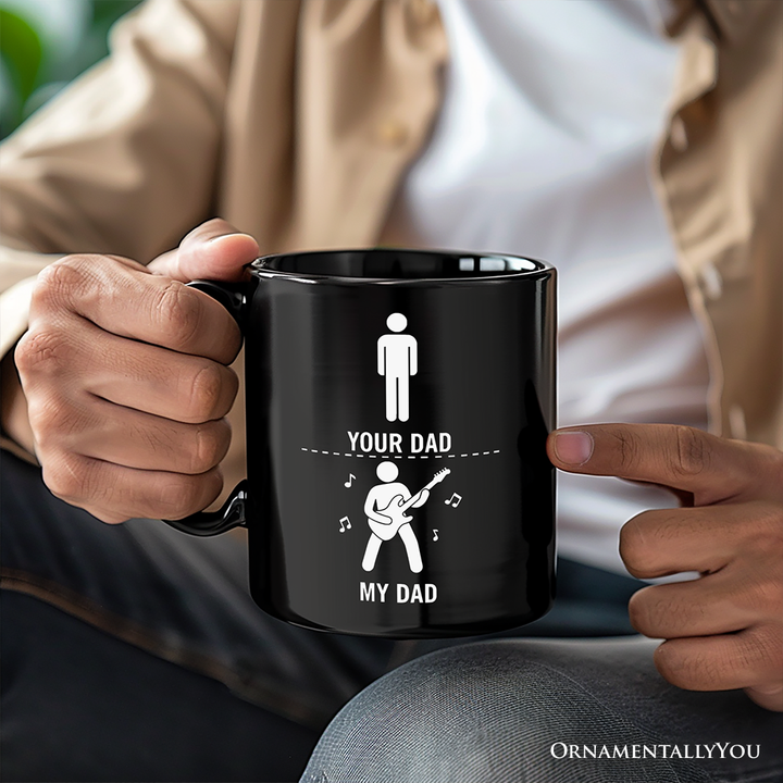 Your Dad Vs My Cool Dad Mug, Funny Bass Guitar Rock Father's Day Gift
