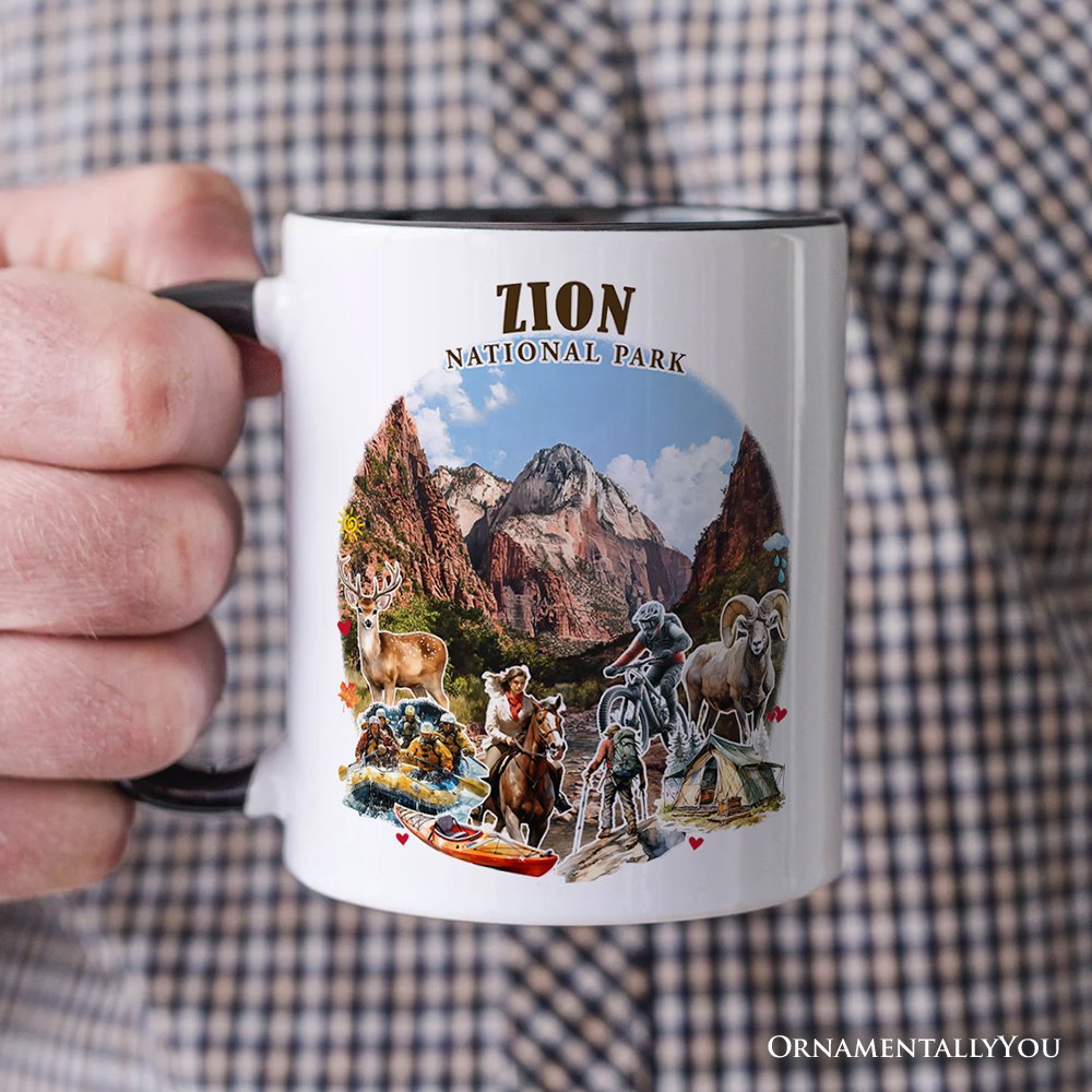 Adventurous Zion National Park Personalized Mug, Utah Scenic Landmarks Gift and Souvenir with Custom Name Personalized Ceramic Mug OrnamentallyYou 