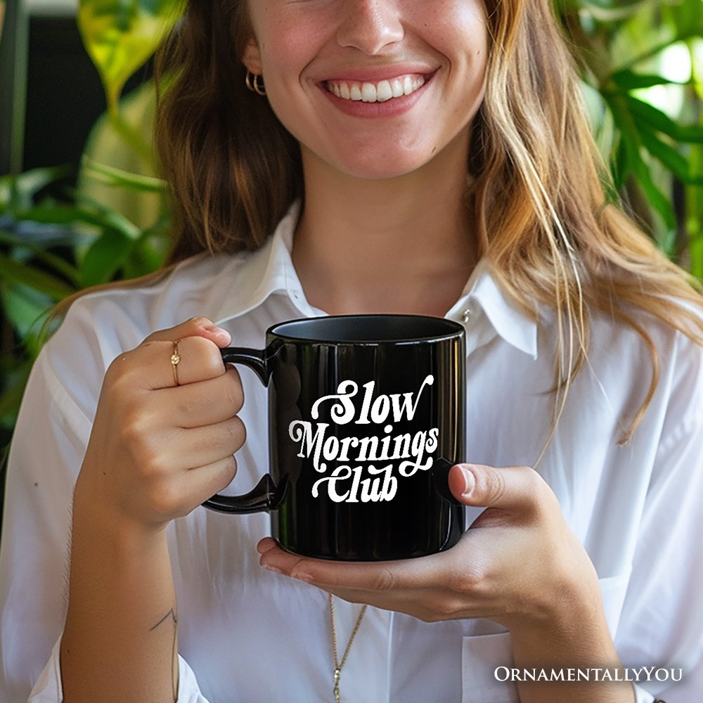 Slow Mornings Club Personalized Mug, Cozy Vintage Aesthetic Gift with Custom Name Personalized Ceramic Mug OrnamentallyYou 