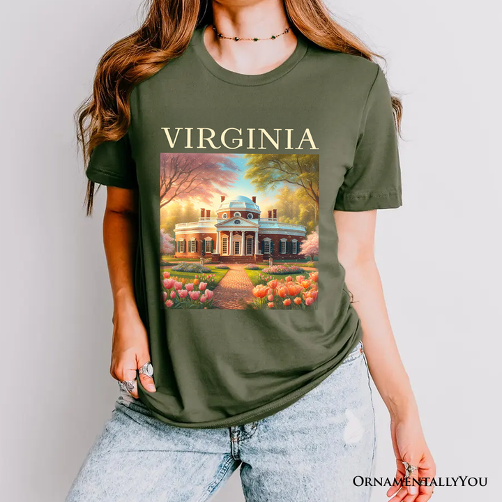 Classic Virginia State Jefferson’s Monticello T-Shirt, Southern Charm Tee and American History Keepsake