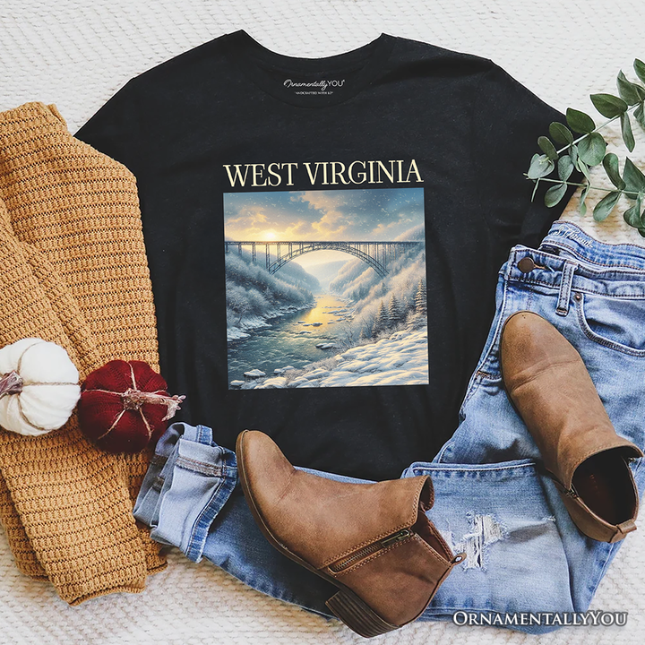 Scenic West Virginia State New River Gorge Bridge T-Shirt, Landscape Appalachian Tee and Souvenir