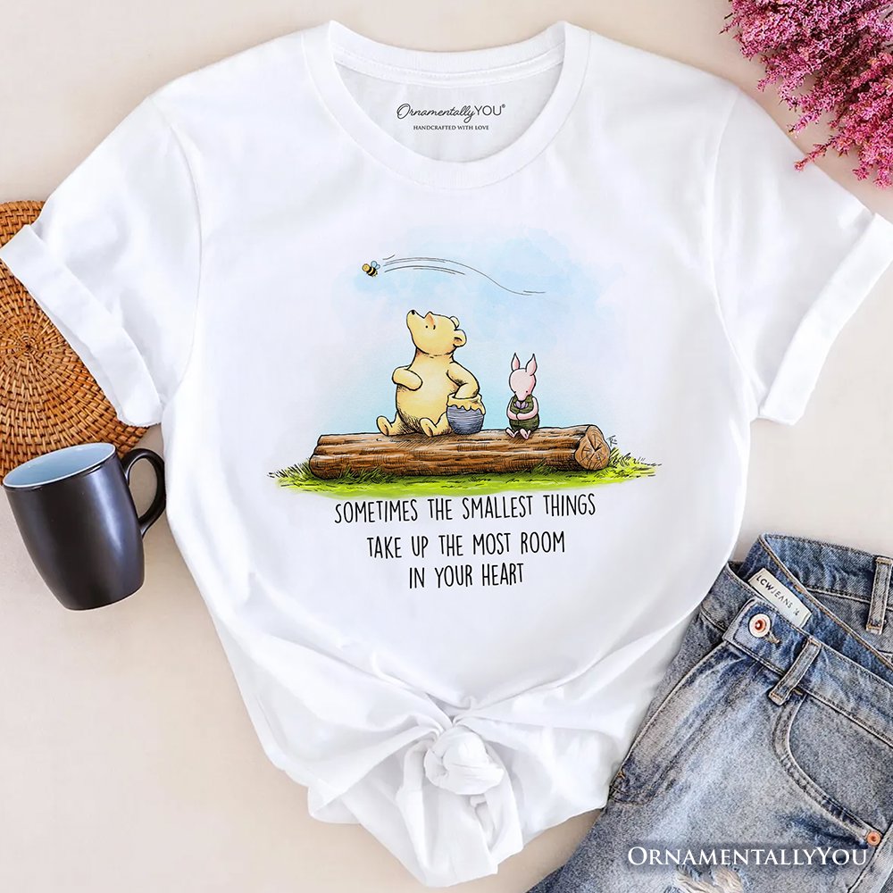 Sentimental Heartwarming Winnie-the-Pooh Quote T-Shirt, 1926 A.A. Milne Small Things Friendly Tee T-Shirts OrnamentallyYou White XS 